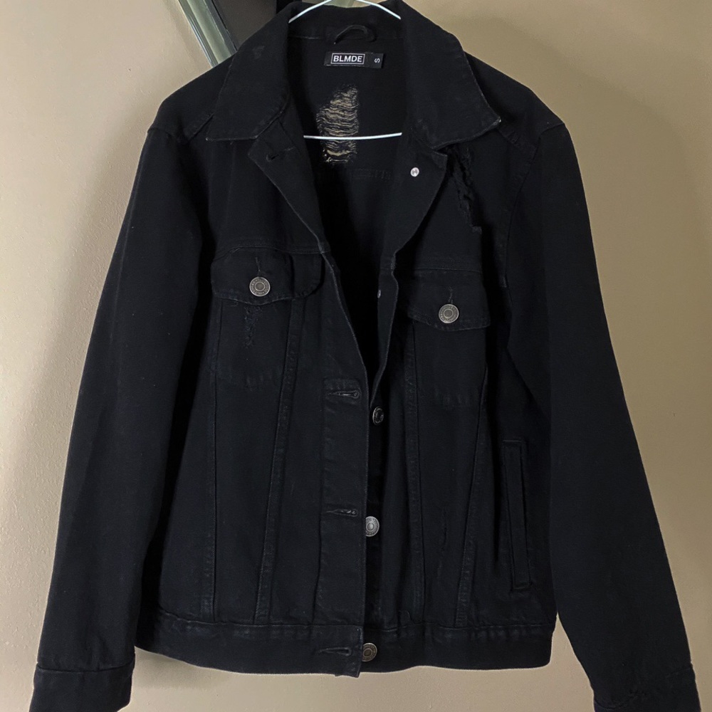 Black Denim Ripped Jacket